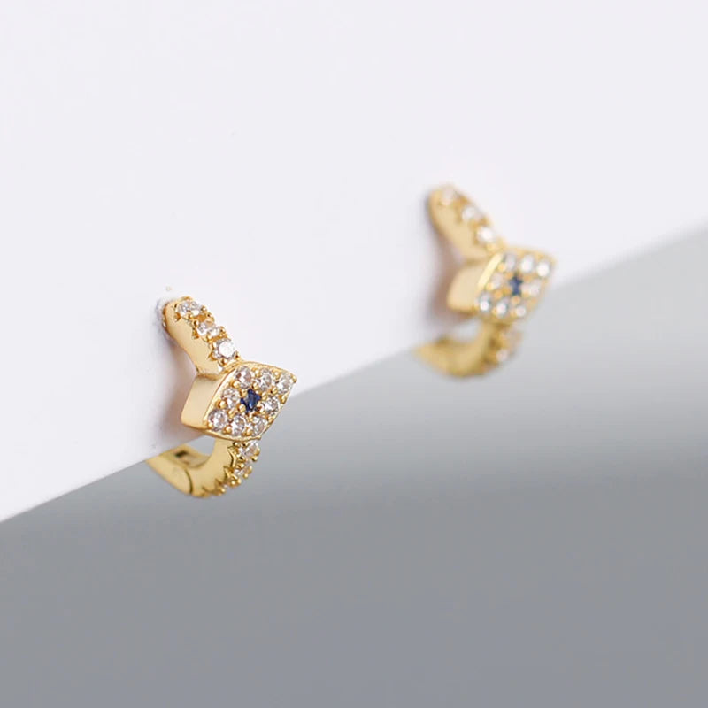 925 Silver Evil Eye Zirconia Hoop Earrings for Women