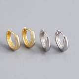 925 Silver Zirconia Circle Hoop Earrings Chunky Geometric Pendientes