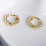 925 Silver Zirconia Circle Hoop Earrings Chunky Geometric Pendientes