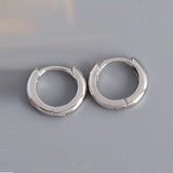 925 Silver Zirconia Circle Hoop Earrings Chunky Geometric Pendientes