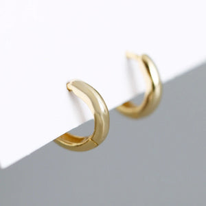 925 Silver Zirconia Circle Hoop Earrings Chunky Geometric Pendientes