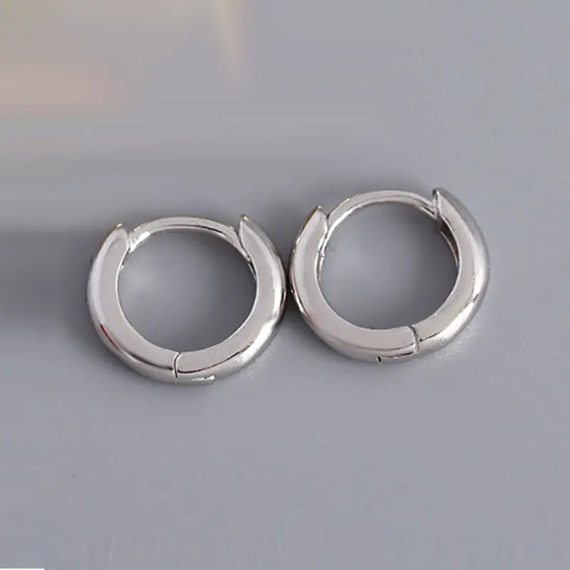 925 Silver Zirconia Circle Hoop Earrings Chunky Geometric Pendientes