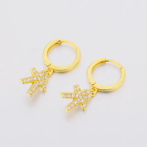 925 Silver Golden Boy CZ Flat Hoop Earrings for Women