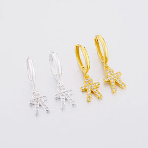 925 Silver Golden Boy CZ Flat Hoop Earrings for Women