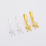 925 Silver Golden Boy CZ Flat Hoop Earrings for Women