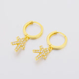 925 Silver Golden Boy CZ Flat Hoop Earrings for Women