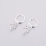 925 Silver Golden Boy CZ Flat Hoop Earrings for Women