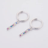 925 Silver Rainbow Zircon Piercing Hoop Earring For Women