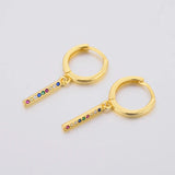 925 Silver Rainbow Zircon Piercing Hoop Earring For Women