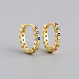 925 Silver Rainbow Zircon Hoop Earring