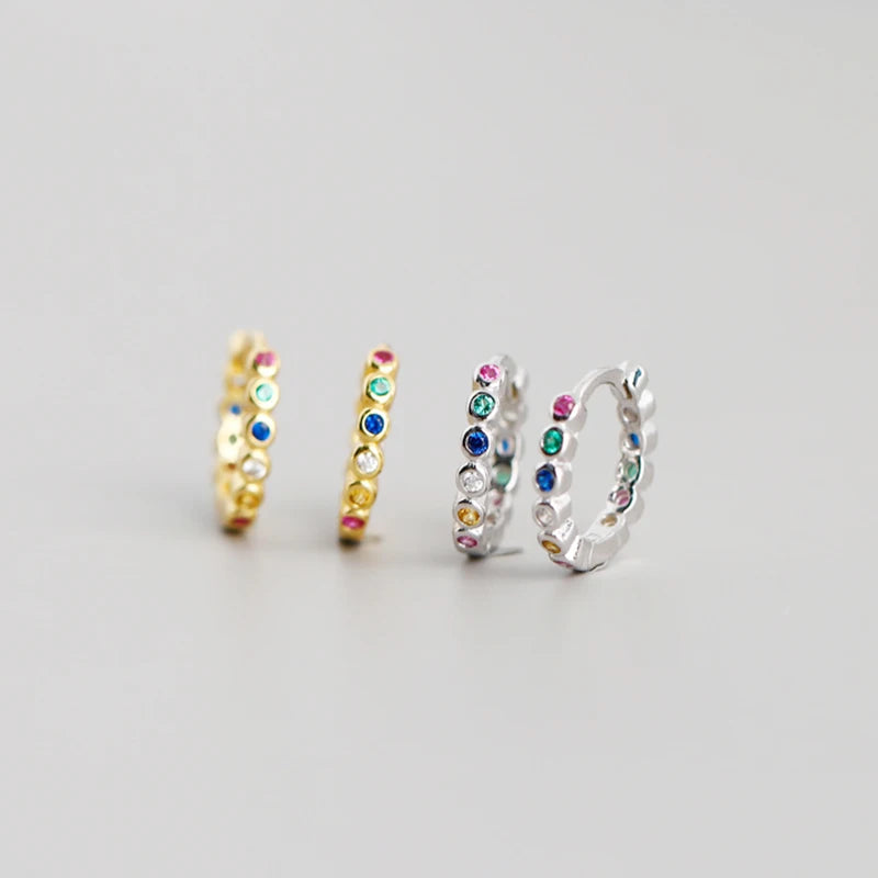 925 Silver Rainbow Zircon Hoop Earring
