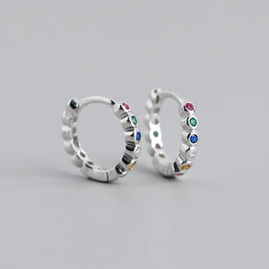 925 Silver Rainbow Zircon Hoop Earring