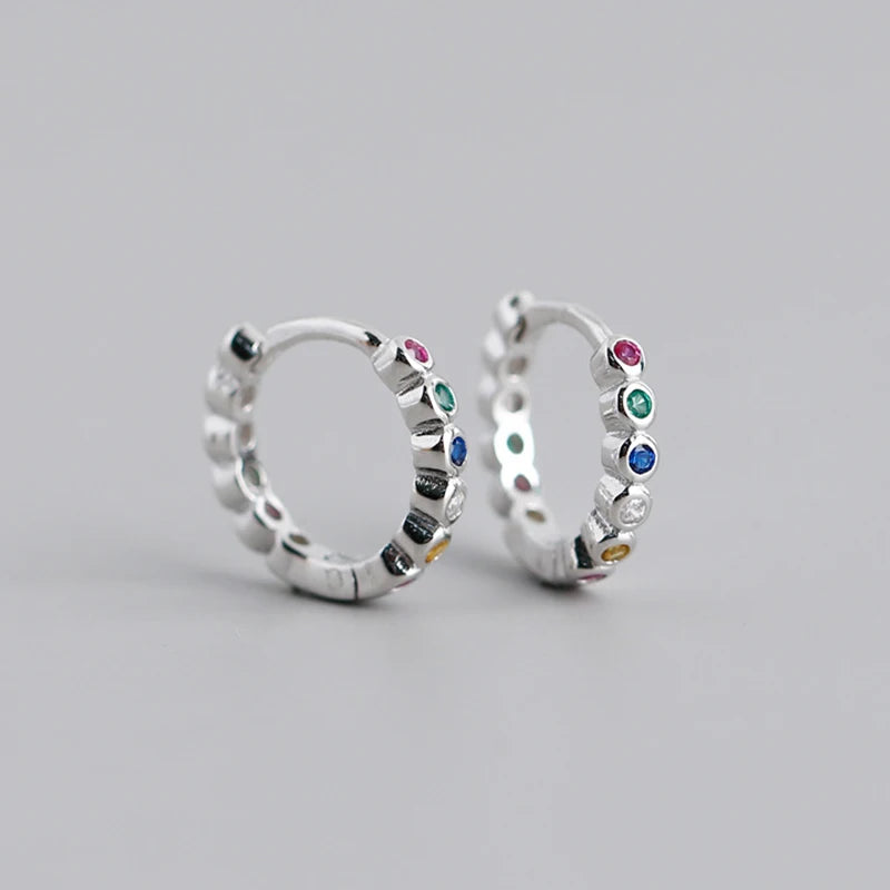 925 Silver Rainbow Zircon Hoop Earring