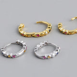 925 Silver Rainbow Zircon Hoop Earring