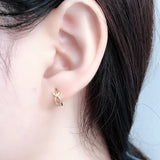 925 Silver Round Golden Infinity Forever Love Number Circle Pierce Hoop Earring