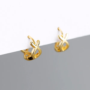 925 Silver Round Golden Infinity Forever Love Number Circle Pierce Hoop Earring