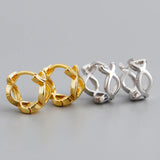 925 Silver Round Golden Infinity Forever Love Number Circle Pierce Hoop Earring