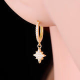 925 Silver Moon & Star CZ Asymmetric Hoop Earrings