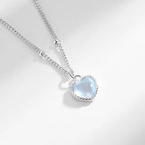 925 Silver Moonstone Pandent Necklace Heart Shape Wedding Jewelry