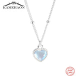 925 Silver Moonstone Pandent Necklace Heart Shape Wedding Jewelry