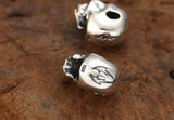 925 Silver Skull Bead Pendant Hiphop Rock Jewelry