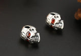 925 Silver Skull Bead Pendant Hiphop Rock Jewelry