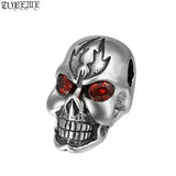 925 Silver Skull Bead Pendant Hiphop Rock Jewelry