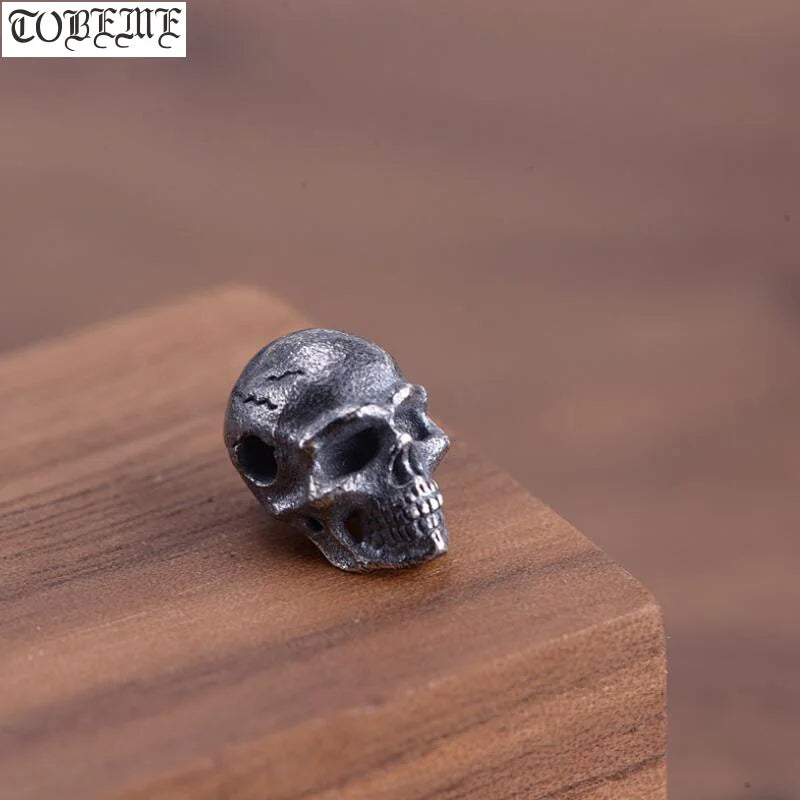 925 Silver Skull Bead Pendant PUNK Jewelry Skeleton Pendant