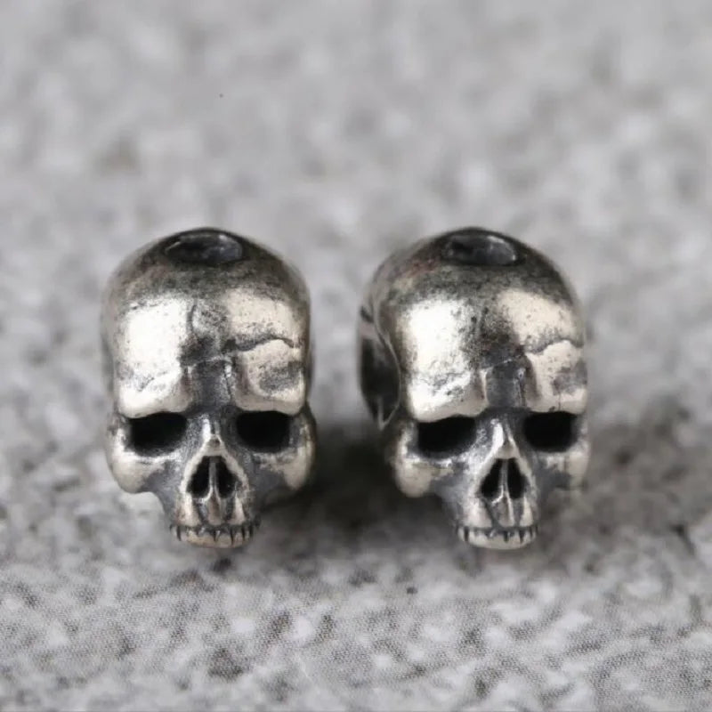 925 Silver Skull Beads Sterling Skeleton Loose Beads DIY Bracelet Punk Jewelry