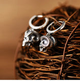 925 Silver Skull Earrings Vintage Sterling Silver Sheep horn Skeleton Earrings