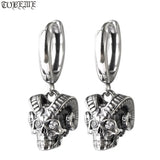 925 Silver Skull Earrings Vintage Sterling Silver Sheep horn Skeleton Earrings