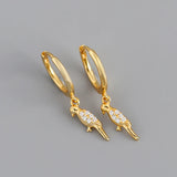 925 Silver Bird Parrot Zirconia Pendant Hoop Earrings