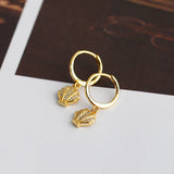 925 Silver Sea Shell Zircon Pendant Hoop Earrings