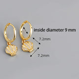 925 Silver Sea Shell Zircon Pendant Hoop Earrings