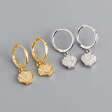 925 Silver Sea Shell Zircon Pendant Hoop Earrings