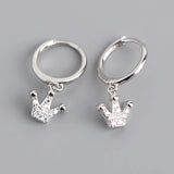 925 Silver Circle Rings Crown Pendant Earrings