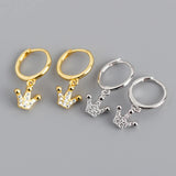 925 Silver Circle Rings Crown Pendant Earrings