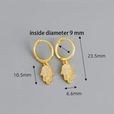 925 Silver Hand of Fatima Earrings with Zircon