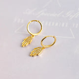 925 Silver Hand of Fatima Earrings with Zircon