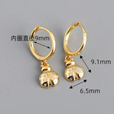 925 Silver Ladybug Zircon Piercing Hoop Earrings