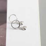 925 Silver Ladybug Zircon Piercing Hoop Earrings