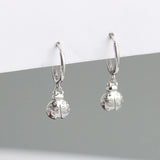 925 Silver Ladybug Zircon Piercing Hoop Earrings