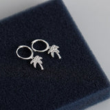 925 Silver Small Circle Palm Tree Earrings