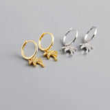 925 Silver Small Circle Palm Tree Earrings