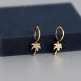 925 Silver Small Circle Palm Tree Earrings