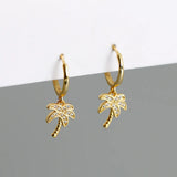 925 Silver Small Circle Palm Tree Earrings