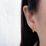 925 Silver Small Golden Fold Triangle Huggie Hoop Earring Ear Ring Clip