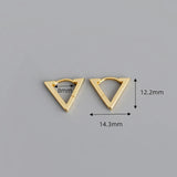 925 Silver Small Golden Fold Triangle Huggie Hoop Earring Ear Ring Clip