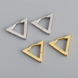 925 Silver Small Golden Fold Triangle Huggie Hoop Earring Ear Ring Clip