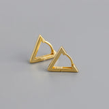 925 Silver Small Golden Fold Triangle Huggie Hoop Earring Ear Ring Clip